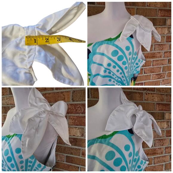 One Shoulder Dress Lilly Pulitzer Minta 32973 Shell Print Plus Size 14 Cotton - Picture 7 of 10